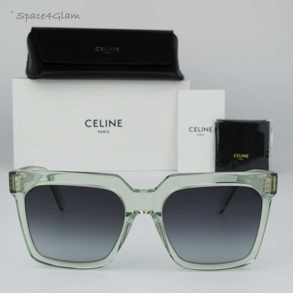 BRAND NEW Celine CL4055IN 93B Transparent Green Gradient Square Women Sunglasses